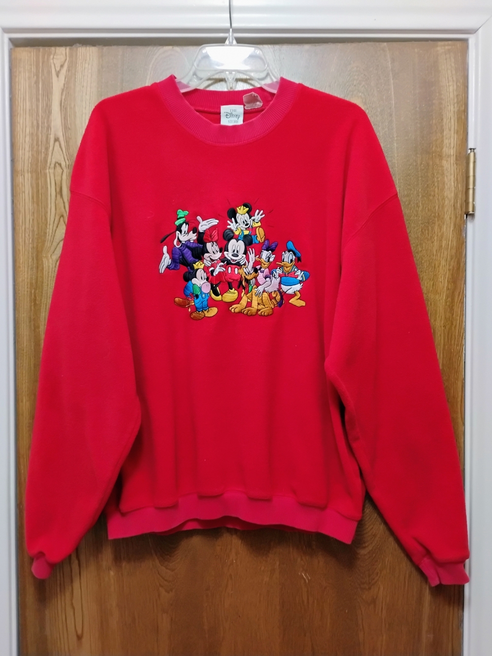 The Disney Store Red Mickey Mouse Embroidered Crewneck Sweatshirt. Size XXL